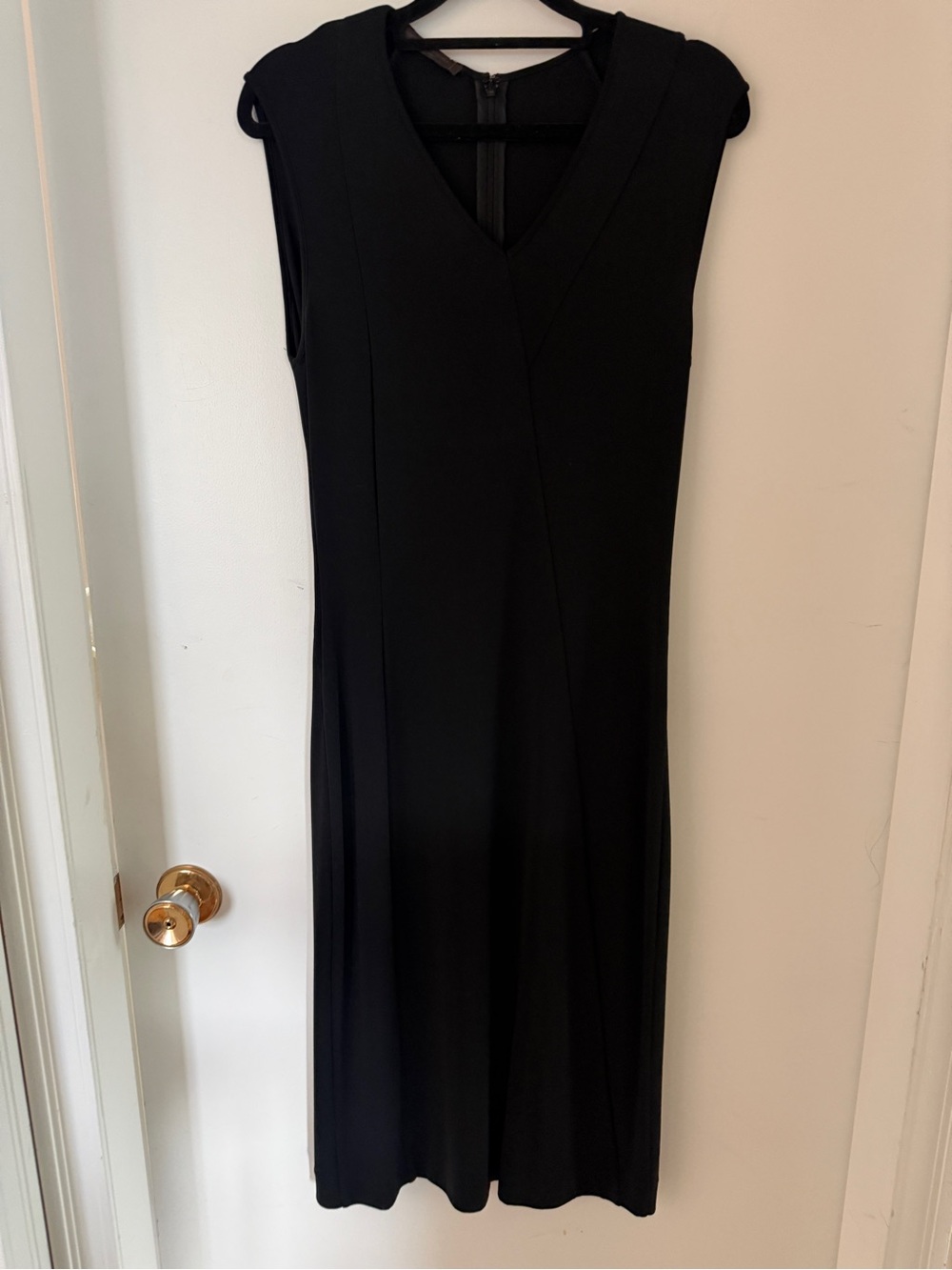 Narciso Rodriguez Black V Neck Midi Dress Made in Italy Designer Size S 4 6